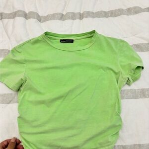 Bershka Light Green Crew Neck Tee